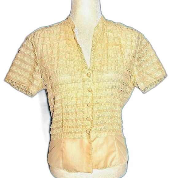 Vintage 1950s Eclipse of Seattle Lace Layered Blouse Sz S/M - Picture 1 of 5